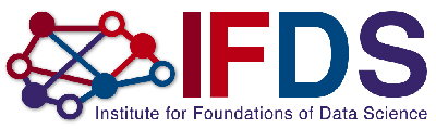 IFDS logo in multi-colored block letters with graphic of neuron connections and wording underneath Institute for Foundations of Data Science