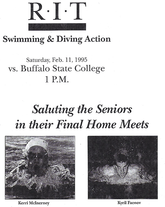 RIT Saluting the Seniors Swim & Dive team home meets featuring Kyril Faenov